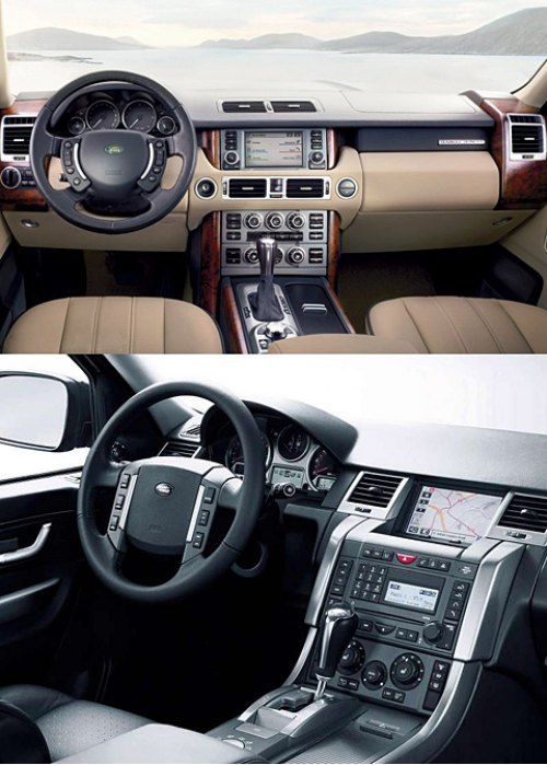 Салон Range Rover образца 2007 года (сверху) стал заметно богаче. Найти деталь, не выполненную из…