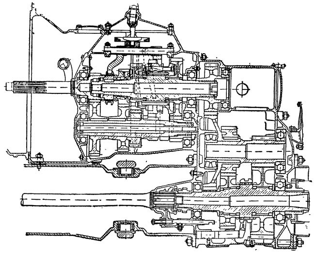 Фиг. 49. Раздаточная коробка трехосного автомобиля «Татра-III»