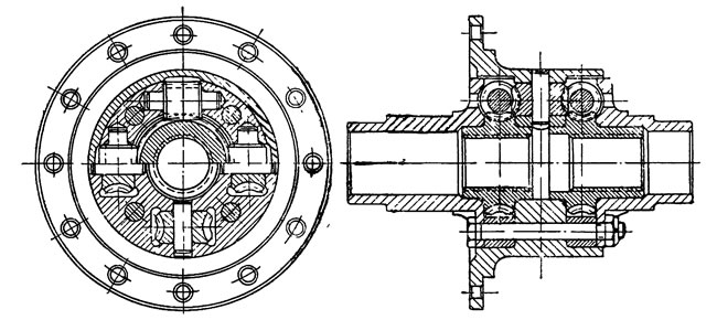 Фиг. 71. Червячный дифференциал автомобиля ГАЗ-51 (опытный)