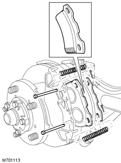 6. Монтирайте спирачните накладки върху шублерите. Започвайки с превозни средства от моделна година…