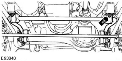 Поставете отново предната стабилизираща щанга. Развийте 4-те гайки и свалете болтовете.
