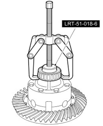 16. С помощта на теглич с две челюсти и LRT 51-018/6 отстранете лагерите на диференциала.