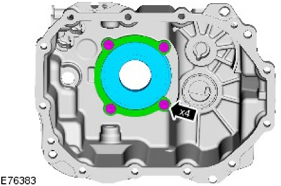 40. Свалете заключващата лента на вторичния вал. Отстранете 4 болта.