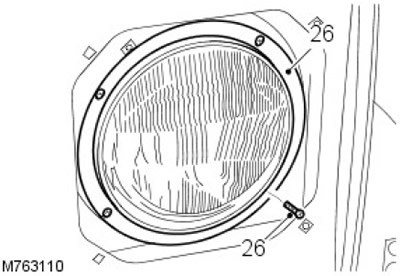 26. Отстранете четирите винта и извадете фара от крилото, отстранете О-пръстена.