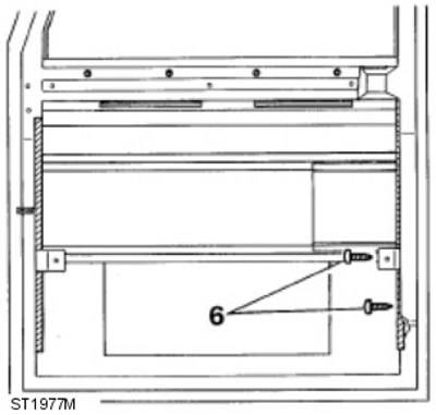 6. Scoateți cele două șuruburi autofiletante care fixează capătul inferior al ghidajului geamului.