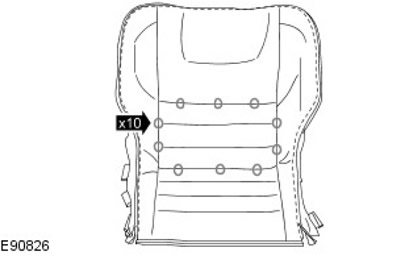 3. Свалете облицовката на възглавницата на третия ред седалка. Отстранете и изхвърлете 10 телени…