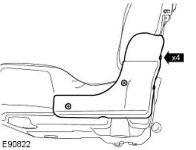 2. Свалете панела на външната панта на третия ред седалки. Отстранете 4 винта.
