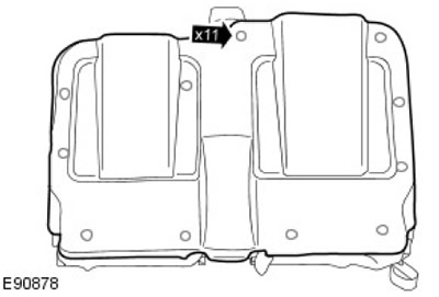 2. Отстранете декоративния панел на облегалката на задната седалка. Освободете 11 скоби.