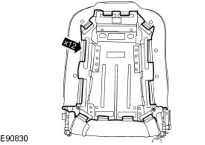 4. Свалете облегалката на третия ред седалка. Освободете 12 скоби.