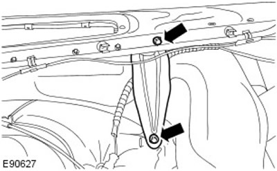 3. Свалете опорната скоба на крилото. Отстранете два болта.