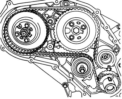 5. Check the alignment of the mark on the camshaft gear and the crankshaft keyway with the…