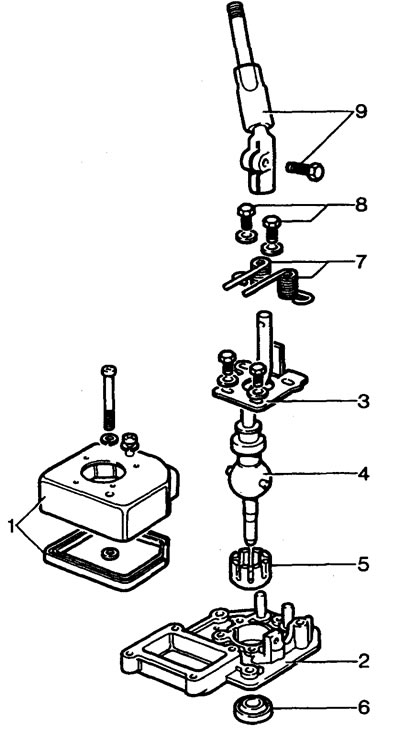 Mechanizm zmiany biegów jest skrzynią biegów typu B. 1 - obudowa mechanizmu zmiany biegów z…
