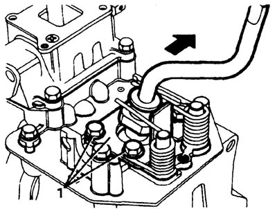 1. Loosen the adjusting plate mounting bolts. Engage fourth gear and move the lever all the way to…