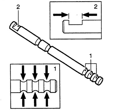 2. Mérje meg a váltórúd hornyának szélességét. Megengedett horonyszélesség 16,00 - 16,01 mm.