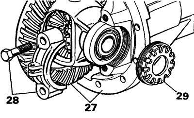 29. Instalați piulițele de reglare, selectați jocul axial al rulmenților.