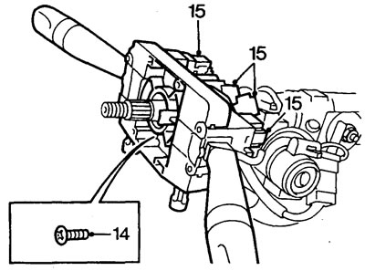14. Loosen the combination switch mounting screws and move the switch until the connectors are…