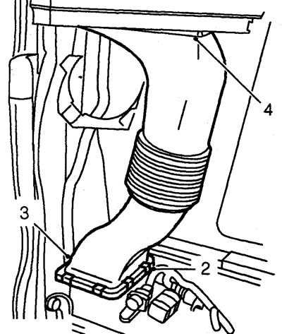 3. Disconnect the air duct from the evaporator.