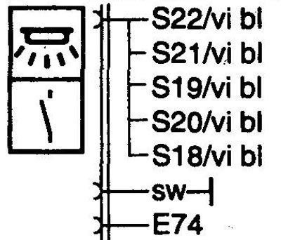 S239 Interior lamp remote switch II (see S16). Дистанционный выключатель II освещения салона