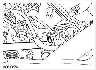 8. Отстранете болта, закрепващ маркуча на системата (SAI) към лявата глава на цилиндъра.