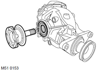 9. С помощта на мек метален накрайник освободете фланеца на диференциала.