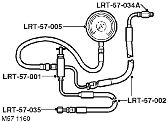 7. Инсталирайте адаптера LRT-57-034A на фитинга за високо налягане на помпата на кормилното…