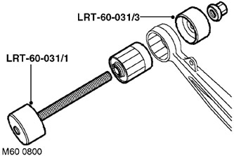 2. С помощта на инструменти LRT-60-031/1 и LRT-60-031/3 монтирайте втулката на долното рамо.