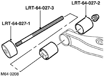 2. Монтирайте втулката с помощта на инструменти LRT-64-027/1, LRT-64-027/2 и LRT-64-027/3 в…