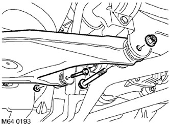 10. Отстранете 2-та болта, закрепващи долното рамо към подрамката.