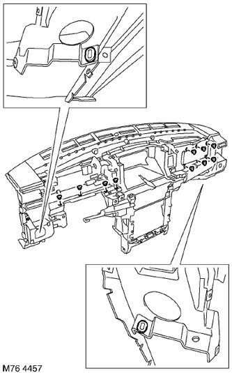 25. Отстранете 4-те долни фиксиращи вложки на тапицерията на арматурното табло.