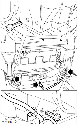 16. Изключете съединителния блок от кабела на нагревателя на седалката.