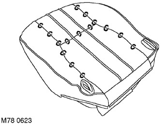 23. Разхлабете 15-те пръстена, закрепващи тапицерията към възглавницата и свалете тапицерията.