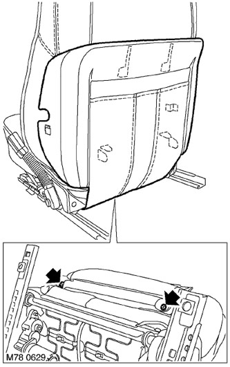 3. Отстранете 2-те винта, закрепващи долната декоративна облицовка на облегалката.