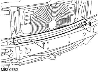 5. Отстранете двата винта, закрепващи облицовката на гредата на бронята, и отстранете облицовката…