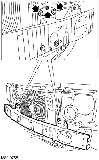 8. Отстранете 8-те гайки и 4-те винта, закрепващи гредата на бронята. Отрежете 2 пластмасови скоби…