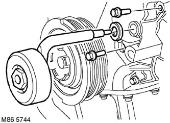 7. Отстранете и изхвърлете уплътнението на рамото на обтегача.