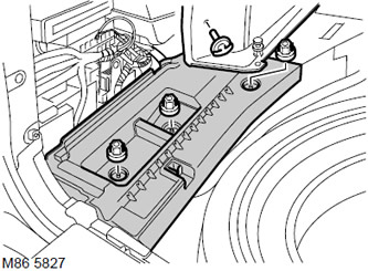 7. Развийте долния винт, закрепващ предния панел на багажното отделение.